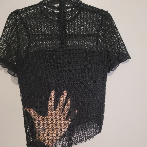 Zara Mock Neck Ruffle Lace Top - Picture 9 of 11